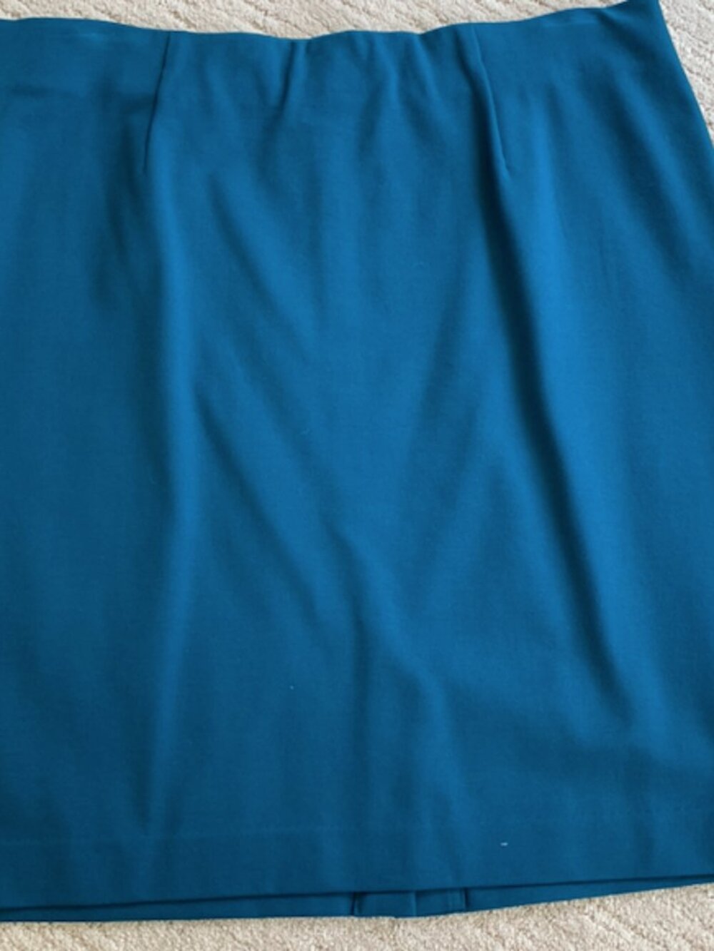 J. Jill Teal Blue Stretch Knit Office Workwear Straight Skirt Back Vent Large